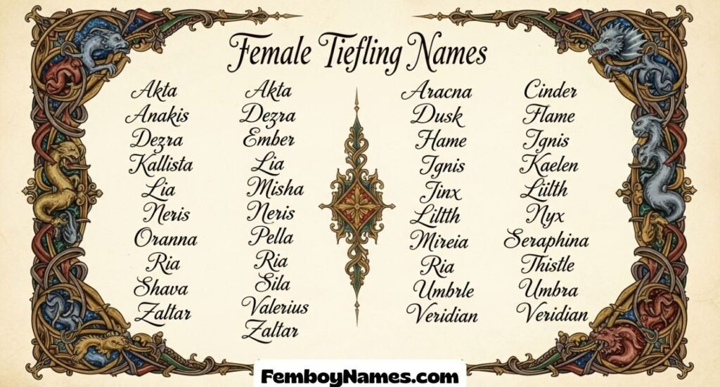 Tiefling Names Female for Dungeons & Dragons Campaign